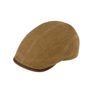 Flatcap Leinen mit Kontrastnähten UV-Schutz – hochwertige Kopfbedeckung von Fiebig bei Hut Factory Schweiz