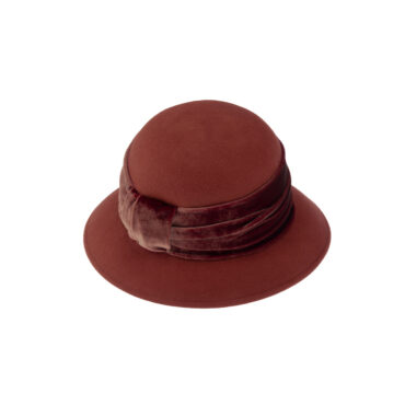 Wollfilzhut Glocke zweifarbig gerafftes Samtband – hochwertige Kopfbedeckung von Fiebig bei Hut Factory Schweiz