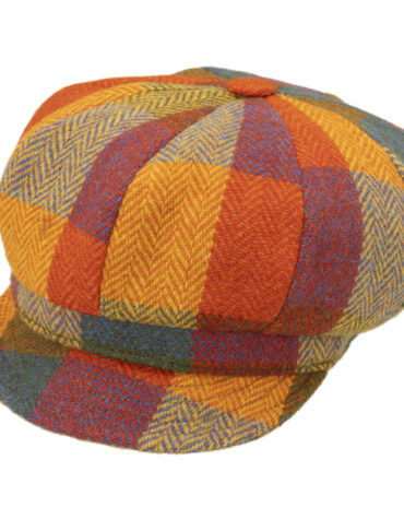 Balllonkappe Harris Tweed buntes Karo Fischgrät – hochwertige Kopfbedeckung von Fiebig bei Hut Factory Schweiz