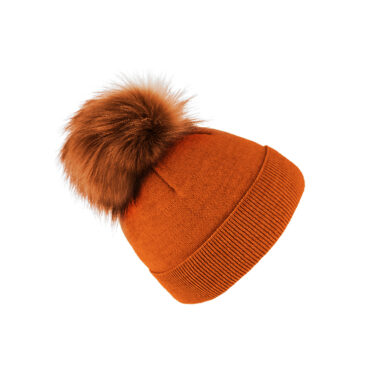 Strickmütze mit Kunstfell Bommel und Umschlag Wolle uni – hochwertige Kopfbedeckung von Fiebig bei Hut Factory Schweiz