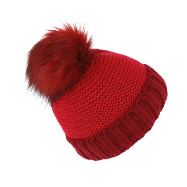 Strickmütze zweifarbig mit Kunstfellbommel – hochwertige Kopfbedeckung von Fiebig bei Hut Factory Schweiz