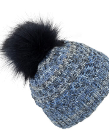 Strickmütze mit Kunstfellbommel und Umschlag melange – hochwertige Kopfbedeckung von Fiebig bei Hut Factory Schweiz