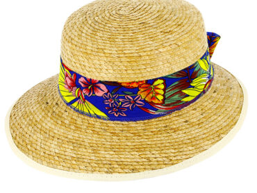 Strohhut Schute florales Chiffonband mit Einfass UV-Schutz – hochwertige Kopfbedeckung von Fiebig bei Hut Factory Schweiz