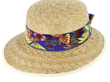 Strohhut Schute florales Chiffonband mit Einfass UV-Schutz – hochwertige Kopfbedeckung von Fiebig bei Hut Factory Schweiz