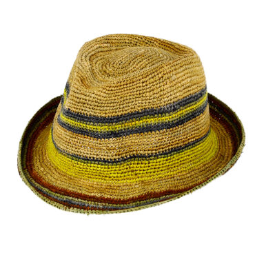 Strohhut Trilby Raffia bunte Streifen – hochwertige Kopfbedeckung von Fiebig bei Hut Factory Schweiz