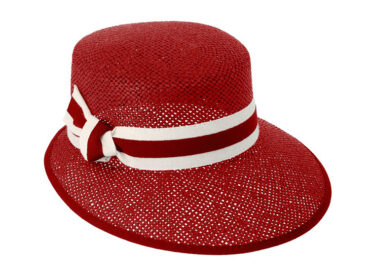 Papierhut Schute uni mit zweifarbigem Ripsband – hochwertige Kopfbedeckung von Fiebig bei Hut Factory Schweiz