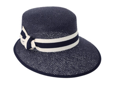 Papierhut Schute uni mit zweifarbigem Ripsband – hochwertige Kopfbedeckung von Fiebig bei Hut Factory Schweiz