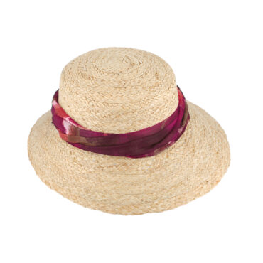 Strohhut Schute Raffia mit Chiffonband – hochwertige Kopfbedeckung von Fiebig bei Hut Factory Schweiz