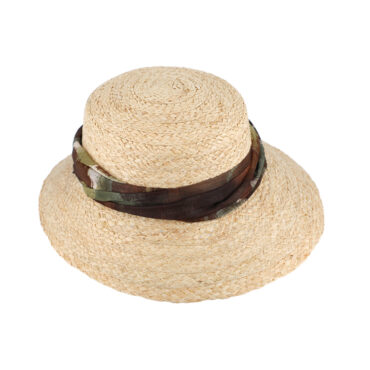 Strohhut Schute Raffia mit Chiffonband – hochwertige Kopfbedeckung von Fiebig bei Hut Factory Schweiz