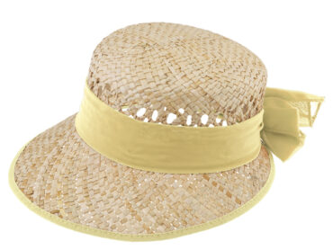 Strohhut Schute mit gleichfarbigem Chiffonband und Einfass – hochwertige Kopfbedeckung von Fiebig bei Hut Factory Schweiz