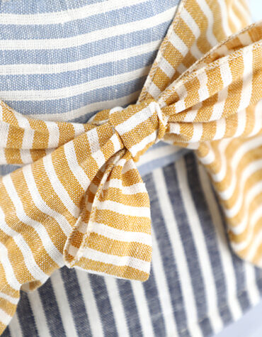 Fischerhut Leinen Patchwork gestreift mit Schleife – hochwertige Kopfbedeckung von Fiebig bei Hut Factory Schweiz