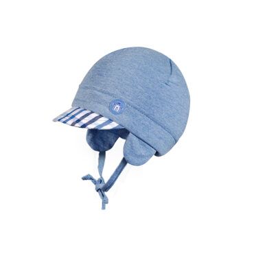 Stoffmütze Jersey uni mit Band und Schild