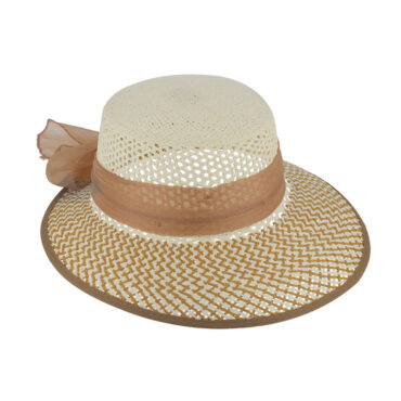 Papier Strohhut Schute zweifarbig gleichfarbiges Band – hochwertige Kopfbedeckung von Fiebig bei Hut Factory Schweiz