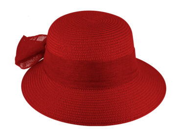 Papier Strohhut Schute gleichfarbiges Band und Schleife – hochwertige Kopfbedeckung von Fiebig bei Hut Factory Schweiz