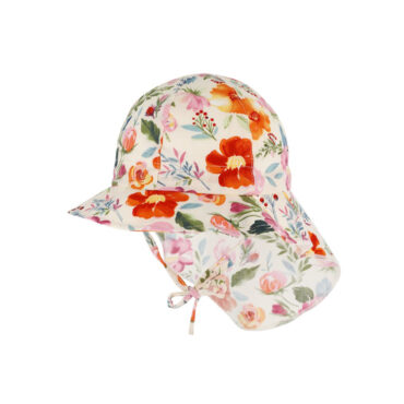 Stoffhut 6-Panel Blumenprint mit Nackenschutz und Band – hochwertige Kopfbedeckung von Fiebig bei Hut Factory Schweiz