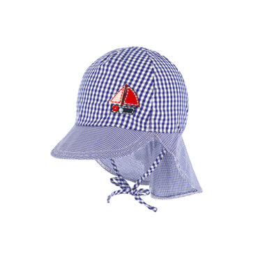 Stoffkappe 6-Panel kariert mit Nackenschutz und Band – hochwertige Kopfbedeckung von Fiebig bei Hut Factory Schweiz