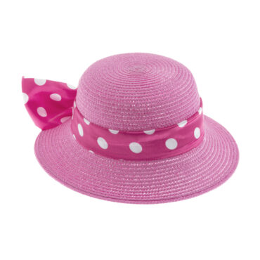 Papier Strohhut Glocke uni gepunktetes Band – hochwertige Kopfbedeckung von Fiebig bei Hut Factory Schweiz