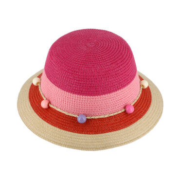 Papier Strohhut Glocke vierfarbig Perlenband – hochwertige Kopfbedeckung von Fiebig bei Hut Factory Schweiz