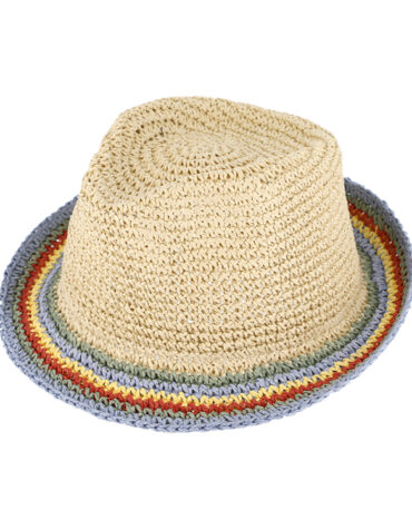Papier Strohhut Trilby gehäkelt mehrfarbig – hochwertige Kopfbedeckung von Fiebig bei Hut Factory Schweiz